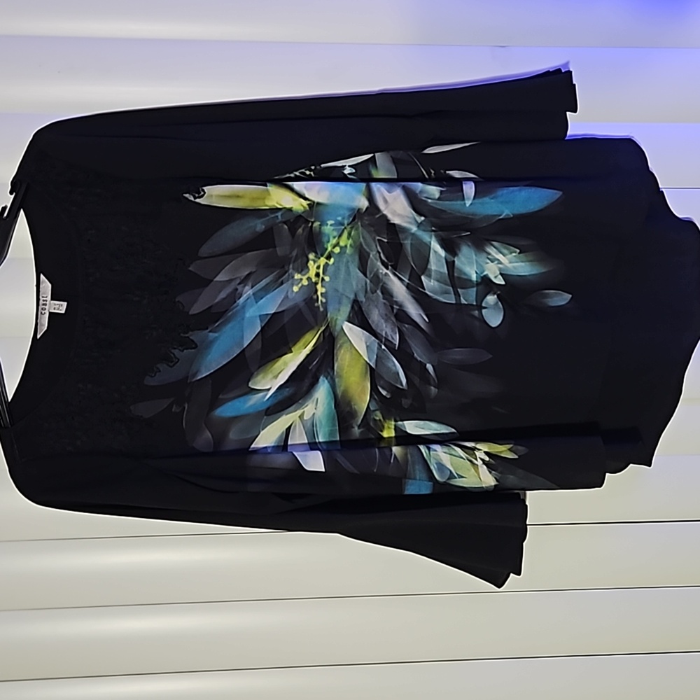 Coast Women’s Top, Black Green Blue, Comfortable Fit, (Size 8)